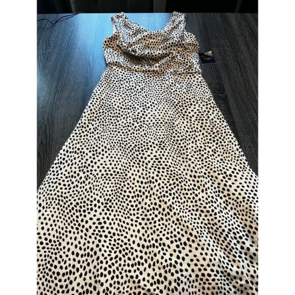 Just Taylor Womens Dress Size 2 Sleeveless Maxi Dotted Cowl Neck - Picture 1 of 6